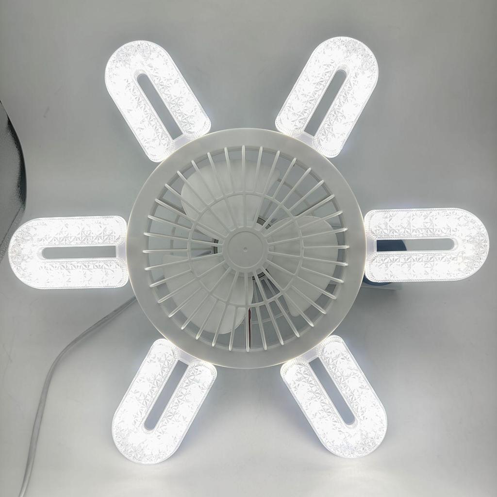 Crystal Style Dimmable LED Fan Light with Remote Control, E27 Screw Base for Home, Bedroom, and Dormitory.