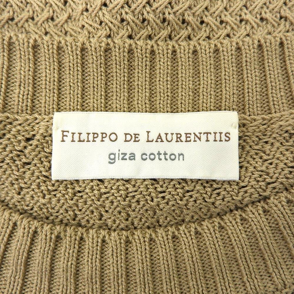 FILIPPO DE LAURENTIIS Excellent condition low-gauge short-sleeve crew neck knit top for men, beige, size 50 tops 50 beigeUsed