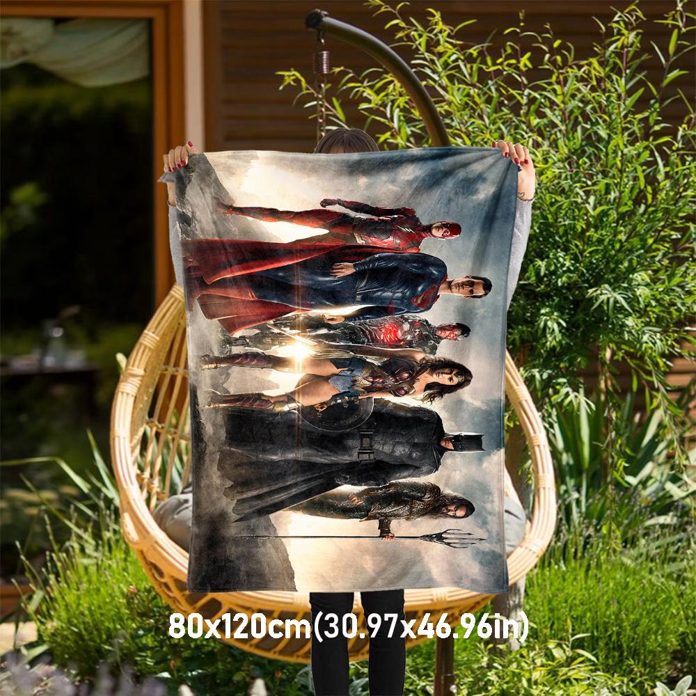 

1pc Superman Batman Wonder Woman Outdoor Blanket - Throw Blanket, Soft , Flannel Blankets, Living Room, Travel, Camping-1102067 80x120cm