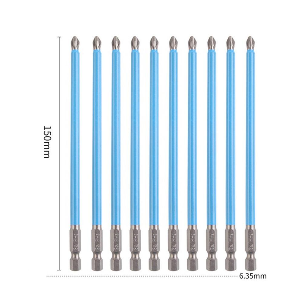 10PCS 150mm 1/4 Hex Shank Fits Magnetic PH2 Long Reach Electric Screwdriver Bits
