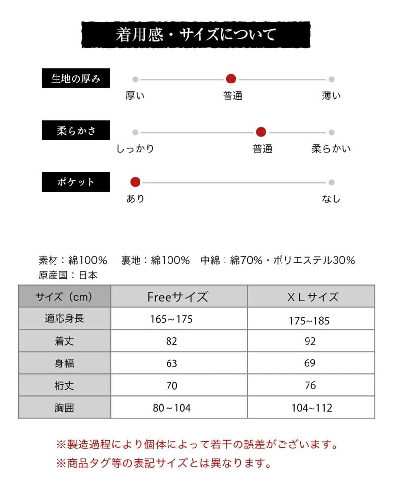 Watanosato Made In Japan Okayama Denim Hanten Size Fits for Men (Watano Sato) Cotton-Filled (One All)
