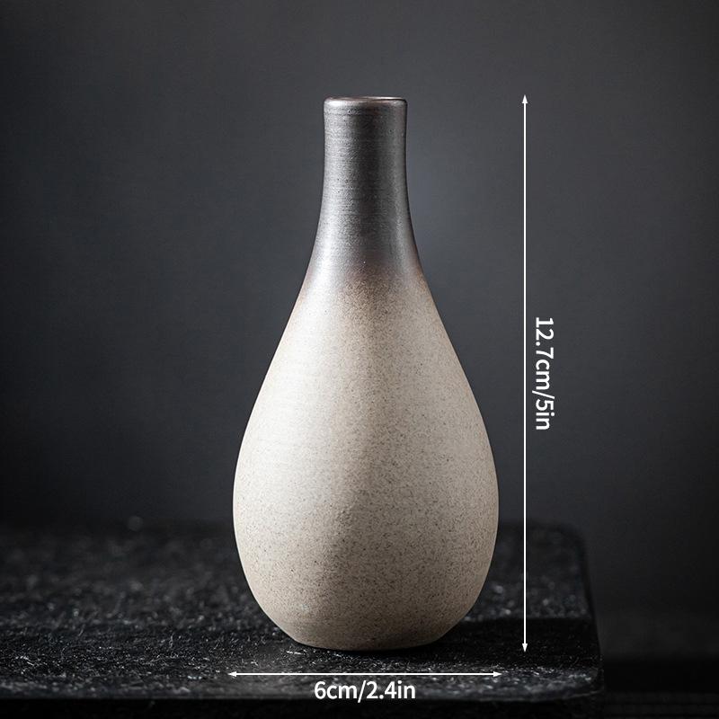 Japanese Ceramic Vase Handmade Retro Flower Vases Simple Mini Bud Vase Wedding Flower Arrangement Living Room Home Decoration