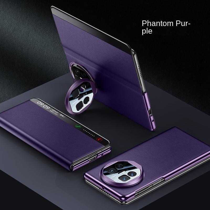 

For Huawei Mate X5 X3 Metal Lens All-Inclusive Stand Foldable Smart Plating Frame Anti-Drop and Anti-Fingerprint Leather Case For Mate X5