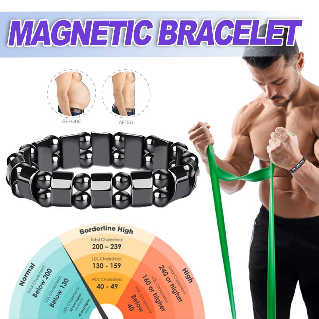 

Tingml браслет для потери веса с двойным черным камнем и магнитной терапией, здравоохранение