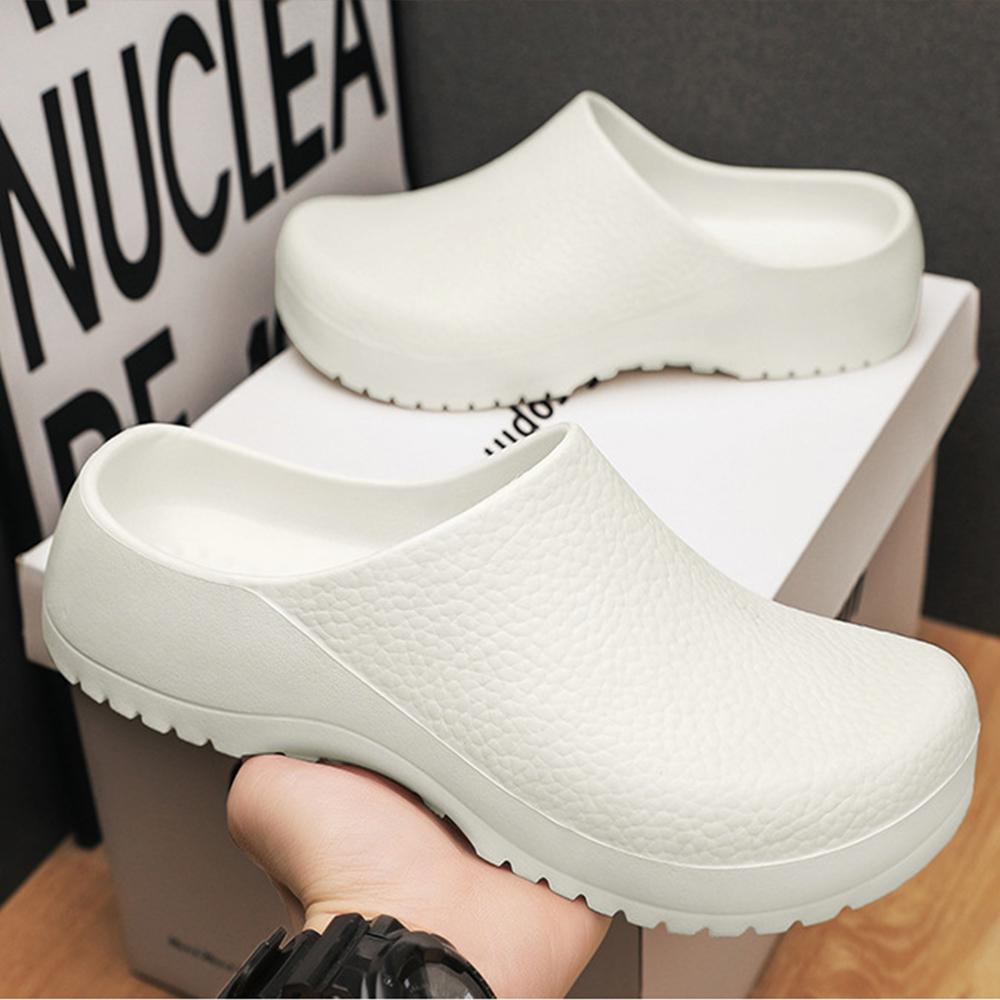 Fashion SmilePoP New Men Kitchen Shoes Men Clogs Slippers Easy Clean Waterproof Nursing Shoes Outdoor Nonslip EVA Work Flat Slippers