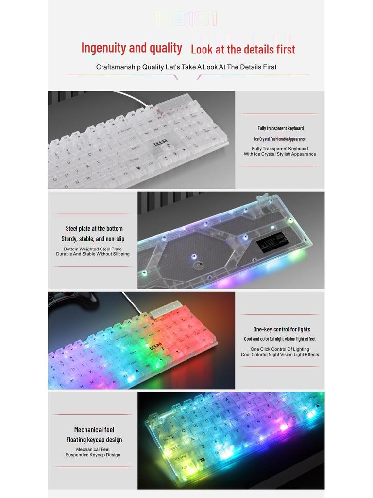 Douni KB101 RGB Transparent Gaming Keyboard