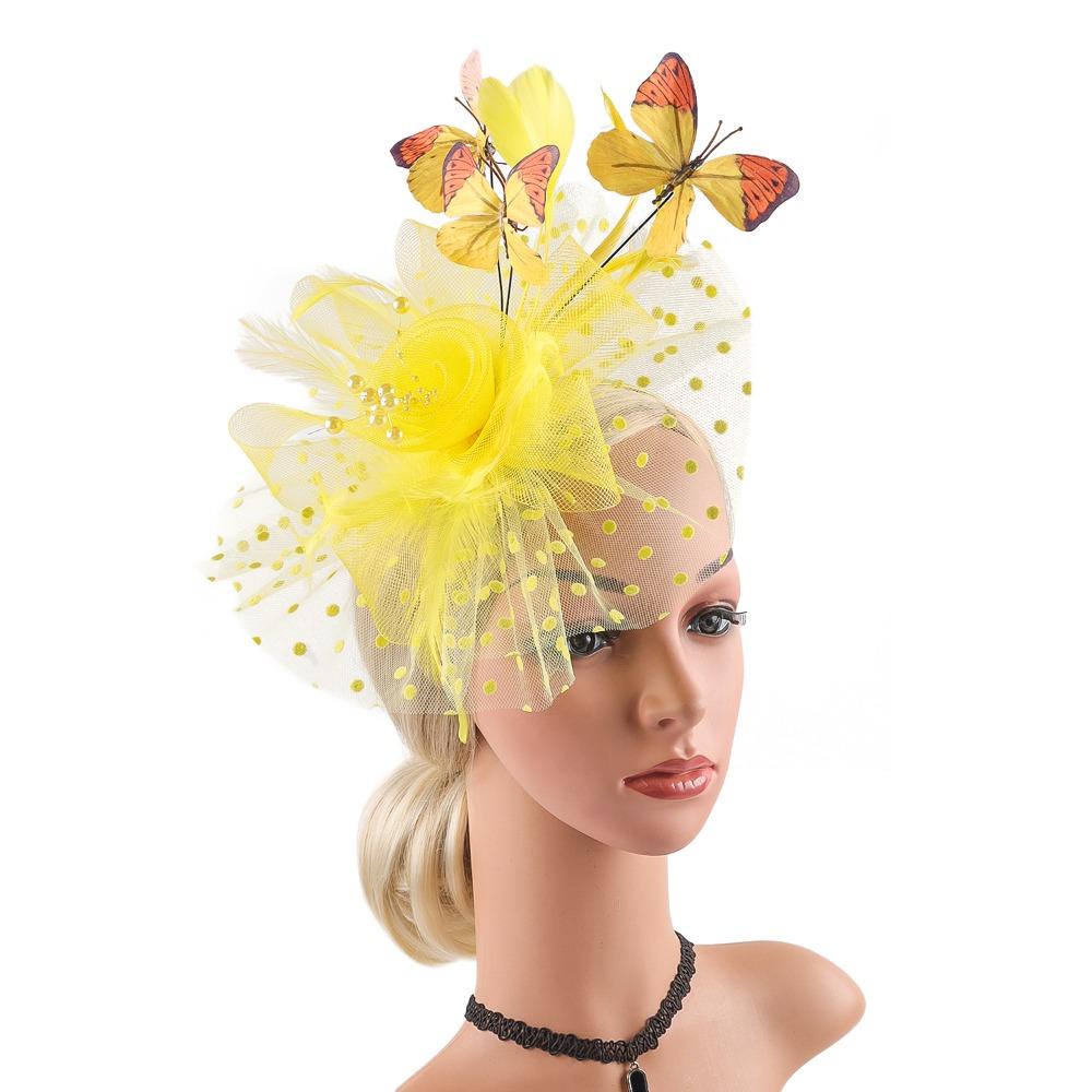 Tea Party Butterfly Derby Hat Classic 1920s Fascinator Bridal Wedding Headpiece for Women