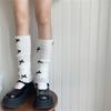 Women Girls Ribbed Knit Solid Color Leg Warmer Aesthetic Elegant Sweet Bowknot Footless Long Socks Ruffled Leg Covers