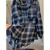 Light Luxury Western-style Plaid Chiffon Long-sleeved Shirt for Women Loose Versatile Hooded Sun Protection Shirt