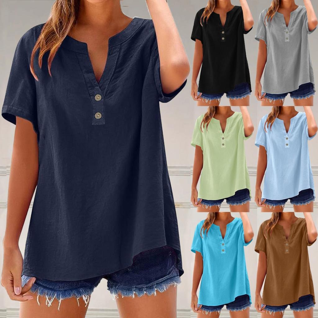 2026 Summer Women's Casual Loose Cotton Linen Shirt, Fashion European American Style Versatile Blouse Top for Crossborder Womenwear