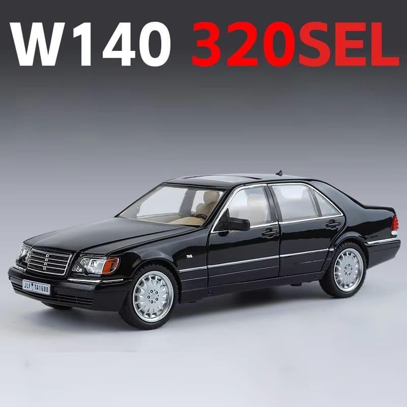 

1:24 Mercedes-Benz W140 320SEL Классическая модель легкосплавного автомобиля Звук и свет Инерционный механизм Детская коллекция игрушек Модные украшения Подарок на день рождения мальчикам чёрный