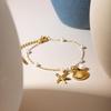 18K Gold Starfish & Pearl Shell Pendant Bracelet for Women