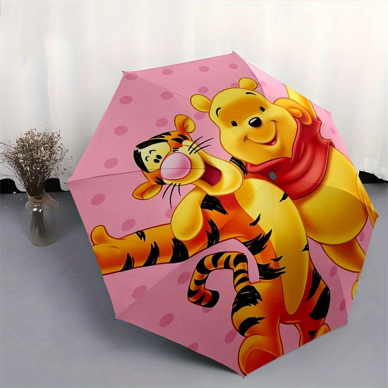Winnie the Pooh,Tigger Automatic Opening and Closing Umbrella - 8 Ribs Windproof Portable Folding Umbrella with Plastic Handle, Suitable for