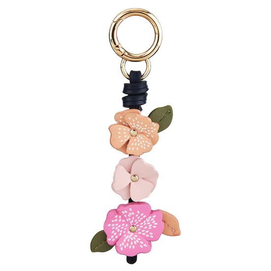 Yousheng Keychain Pendant Imitation Leather Camellia Design Key Chain with Lobster Clasp Bag Charm Backpack Pendant