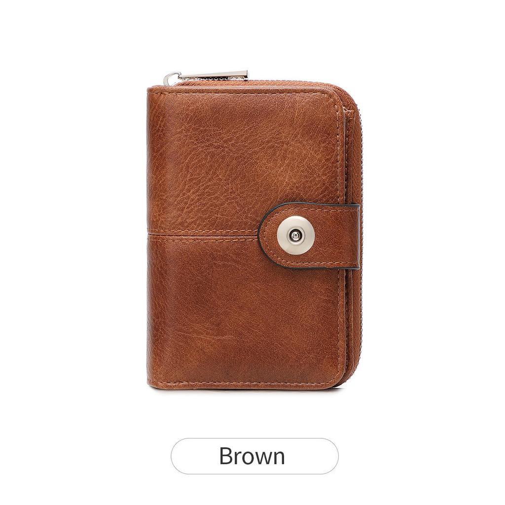 Short Women's Wallet, Retro Multi-card, Two-fold Zipper Card Bag, Coin Change Bag.