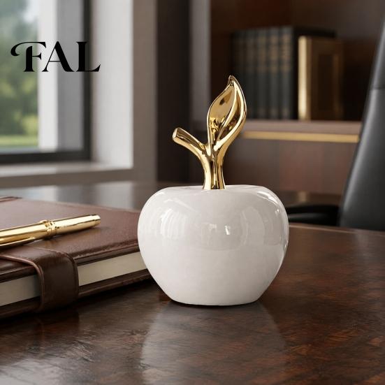 Elegant Living Room Table Ornaments Resin Apples Figurine with Leaf, Minimalist Fruit Ornament, Unique Gifts for Opening Ceremony Arts Crafts