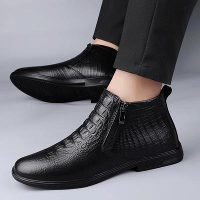 Modă Iarnă Pluș Piele Naturală Chelsea Cizme Bărbați Piele Bărbați Designer Cizme Glezna Modă Casual Business Formal Cizme Cizme Cowboy