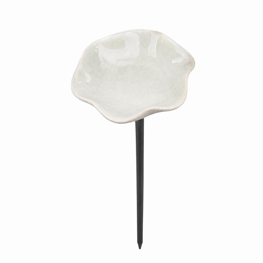 Watering Station Flower Garden Stake Ceramic Bird Feeder Tray Bee Butterfly Water Feeder Outdoor