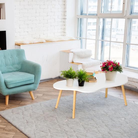 Small Coffee Table, Mid Century Modern Tea Table, Living Room Center Minimalist Display Coffee Table with Cloud