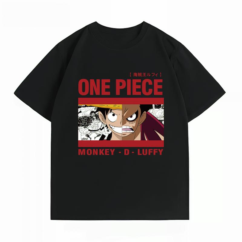 One Piece Luffy Unisex's 100% Cotton T-Shirt, Streetwear Breathable Fashion Anime Graphic Short Sleeve Unisex's Tops