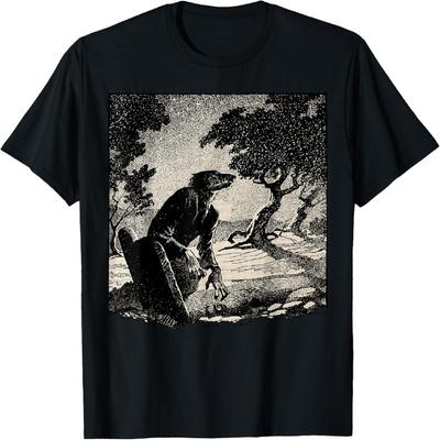 Cemetery Halloween Monster Vintage Horror Movie Werewolf T-Shirt