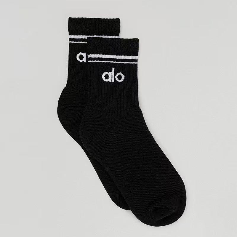 Alo Yoga Sportsocken mit mittlerem Schaft Baumwolle Athletisch Herren Damen Laufen 100% Cotton Crew Black gray