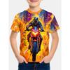 Summer Round Neck 3D Cool Motorcycle Printed Top Fashionable Casual Short Sleeved Children's Boy T-shirts