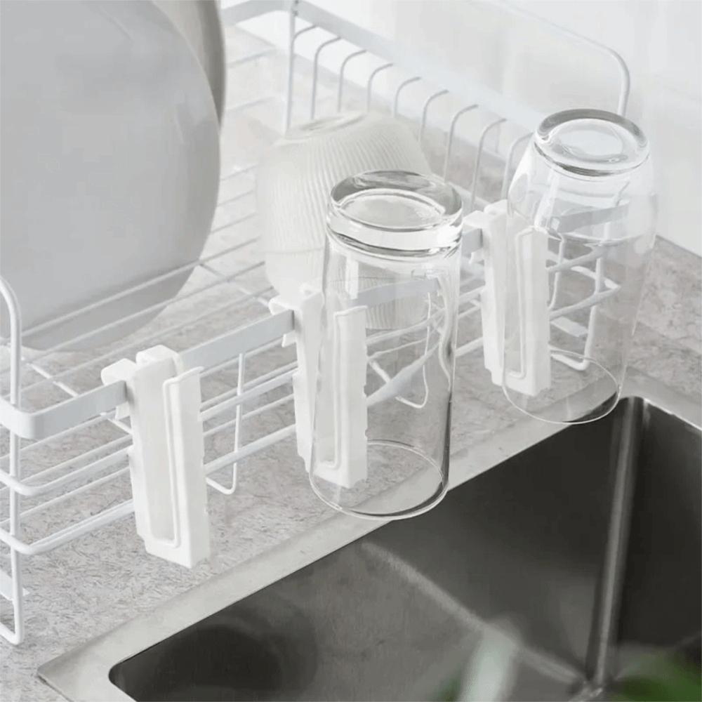 6 Piece Hanging Cup Drying Rack White Kitchen Draining Cup Holder Cup Organizer Chopstick