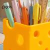 Functional Room Decor Creative 3D Printed Cheese Pen Holder, Cute Desktop Organizer, Plastic Stationery Holder Multifunctional Storage Ornament