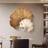 Ginkgo Leaves with Clock Hanging Wall Dining Room Decoration Painting Simple Living Room Wall Clock Creative TV Sofa Background