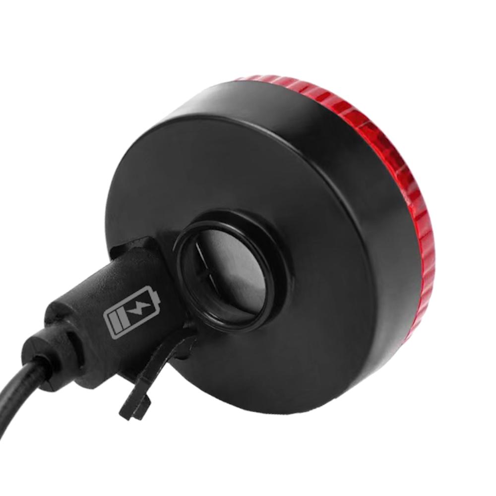 Lampka rowerowa czerwona led okrągła tylna usb opaska gumowa bryzgoodporna