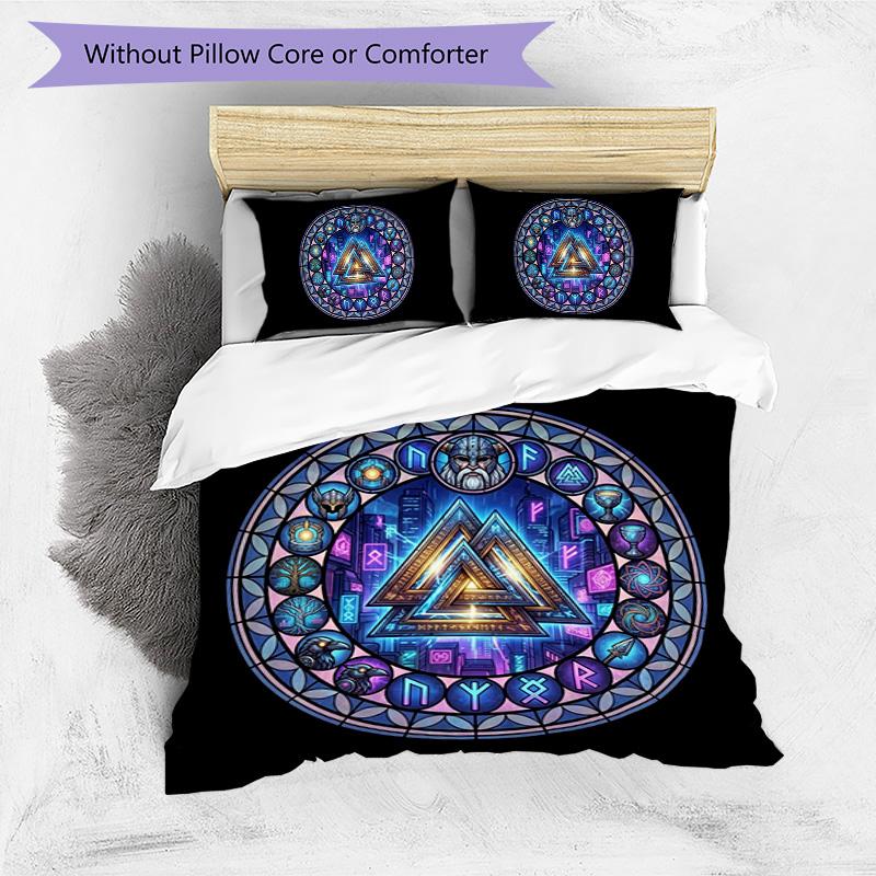Symbolic Window Pattern Bedding,Quilt Set Quilt Cover Pillowcase Home Birthday Gift (1 * duvet cover + 2 * pillowcase, without core)