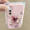 Pink Butterfly Watercolor Pattern Case For Samsung Galaxy A57 A56 A55 A54 5G A37 A36 A35 A34 A26 A25 A17 A16 A15 A14 Leather Texture Silicone Cover