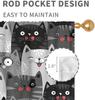 Cat Curta, Cartoon Cute Lovely Kitten Kawaii Cat Pets Funny Animals Gray Blackout Window Drapery Treatments For Living Room