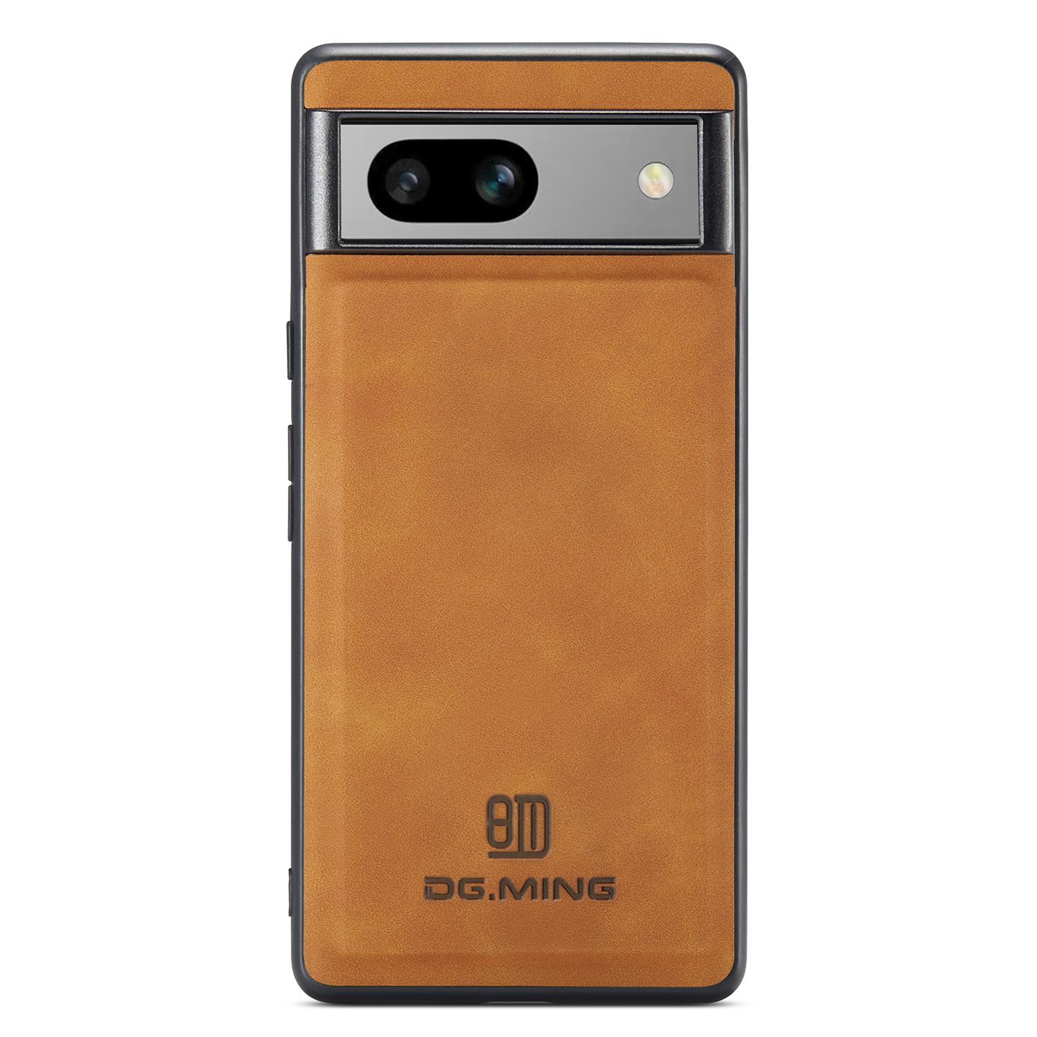 

DG.MING For Google Pixel 7a Case PC+TPU+PU Leather Mobile Phone Cover Brown