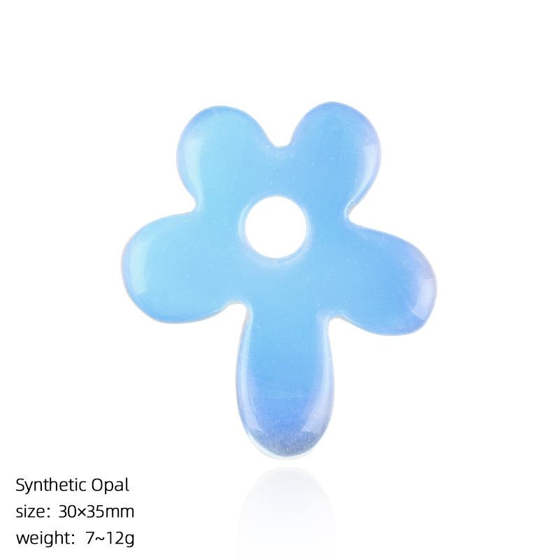Natural Crystal Five Petal Flower Pendant Vintage DIY Necklace Sweater Chain Jewelry Finding
