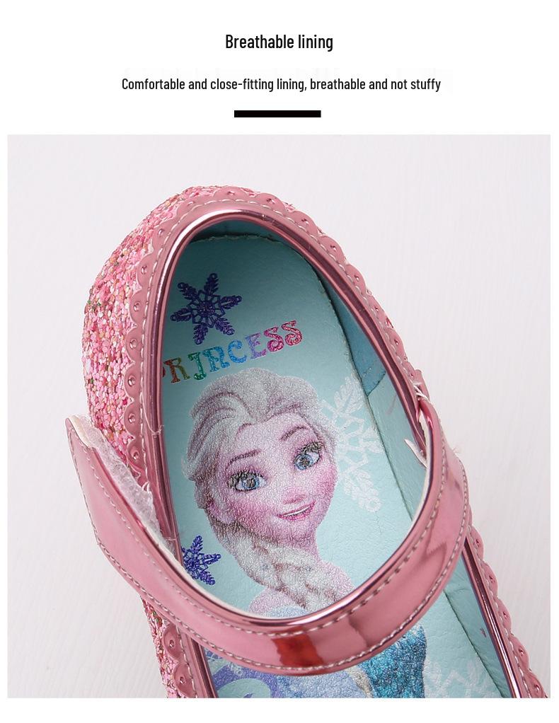 2025 Elsa Princess Crystal Leather Shoes for Girls - Soft Sole Spring/Autumn Performance Shoes