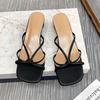 High Heels Comfortable New Summer Solid Leather Slippers Female Shoes Women Shoes Woman Fashion Cool Mules Slides Flip Flops