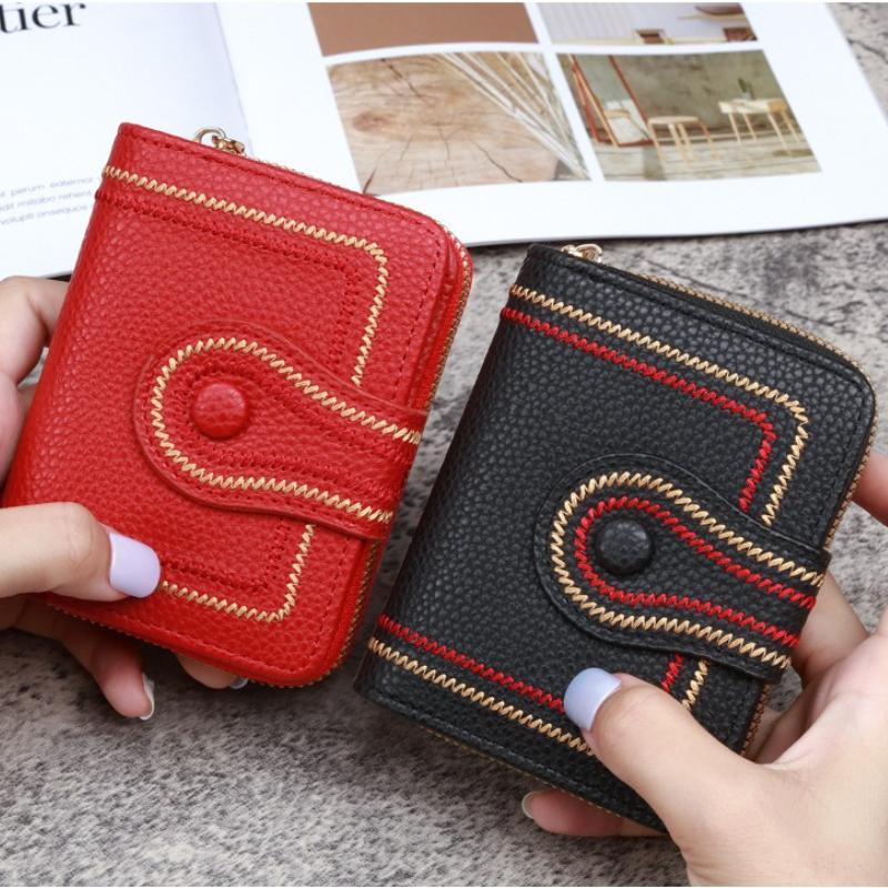 New Retro Minimalist Wallet for Women Multi-Card Zipper Buckle Fashion Coin Wallet Multi-functional Short Wallet Zero Wallet