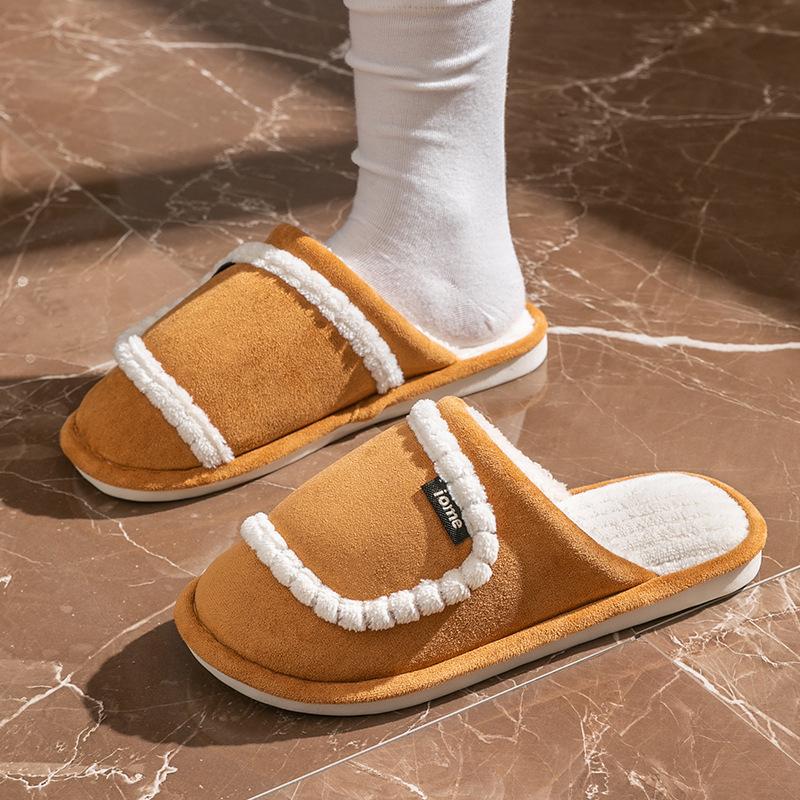 Cotton Slippers for Home Use Spring and Autumn Indoor Warm and Non-slip Cixi Couple Plush
