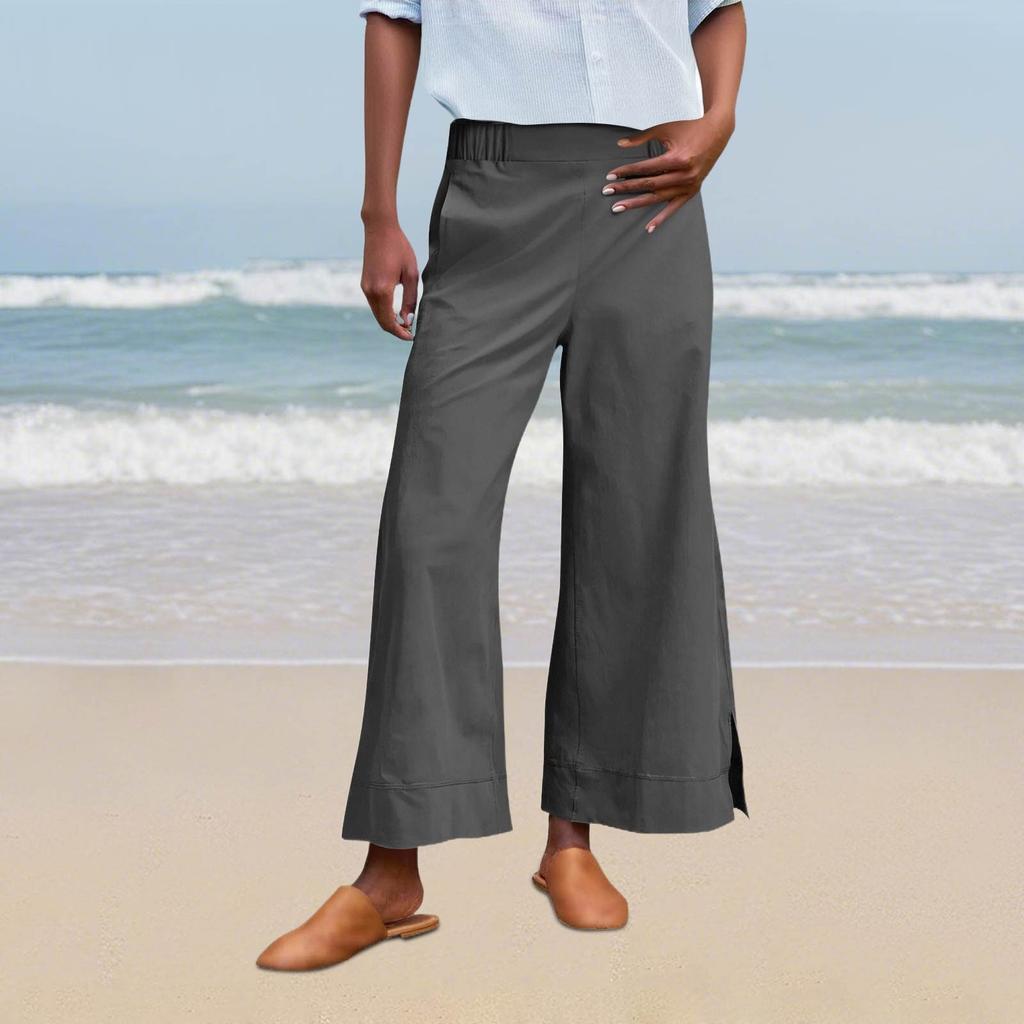 Women's Casual Fashion Pants Color Straight Leg Split With Pockets