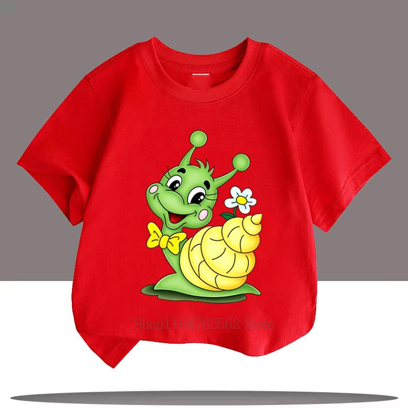 T-shirt Grafiche Lumaca Verde per Bambini e Bambine Estate Bambini Carine Divertenti Casual Colorate Top Bambini Girocollo Manica Corta T-shirt