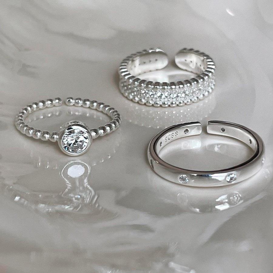 Silve Zircon Bead Ring For Women Girl Party Gift Sweet Cool Versatile Vintage Korean Jewelry Dropshipping