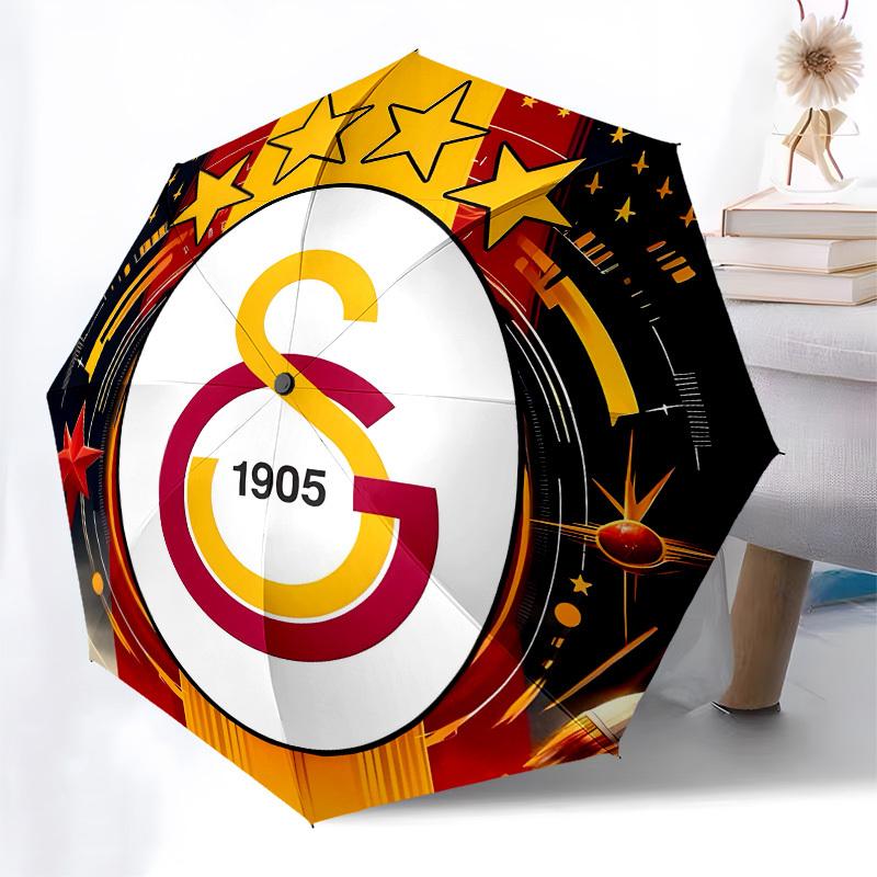 Galatasaray, Apertura e Chiusura Automatica del Logo, Struttura a 8 Stecche Ombrello Portatile, Adatto per Uomini e Donne in Tutte le Stagioni Regalo Perfetto