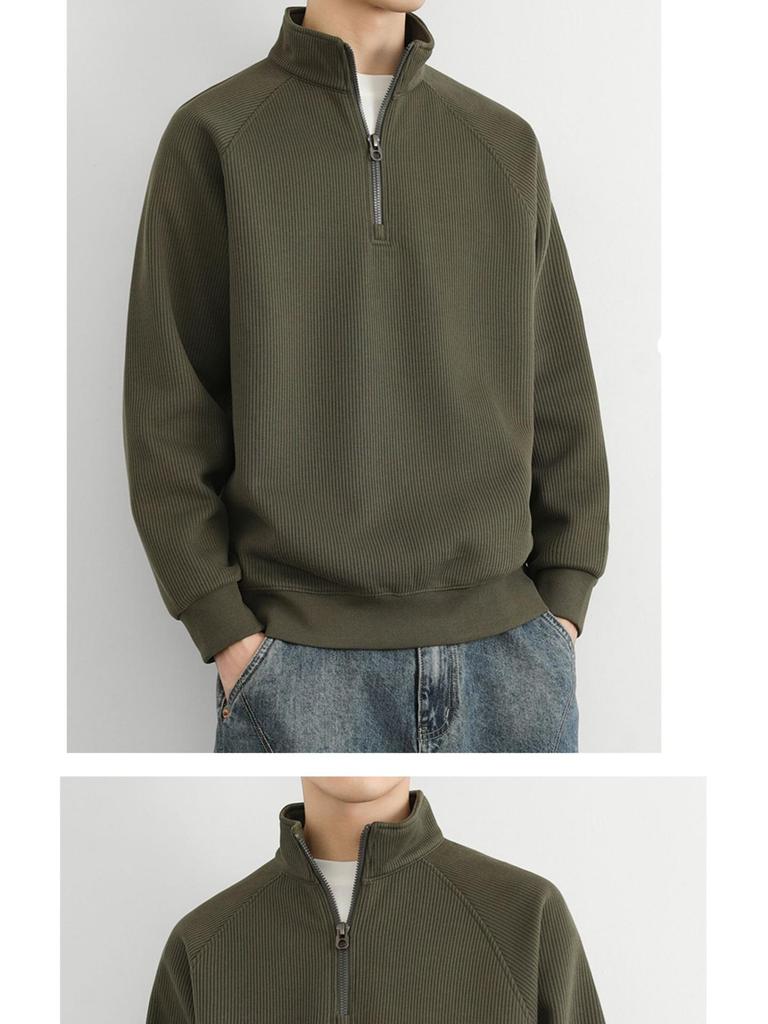 Herbst Neuankunft Übergröße Herren Stehkragen Übergroßer Cardigan Hoodie Jacke mit Lässiger Stimmung
