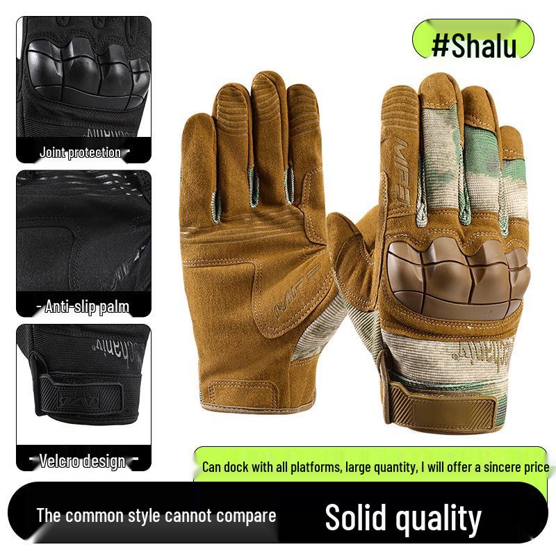 Men's Full-Finger Outdoor Tactical Gloves - Cut-Resistant, Wear-Resistant for Motorcycle Riding & Combat