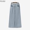 ZANZEA Women Casual Solid Color Loose Long Straight Pants