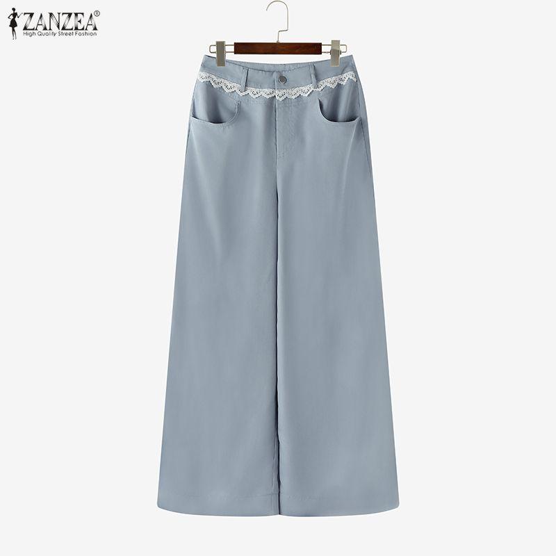 ZANZEA Women Casual Solid Color Loose Long Straight Pants