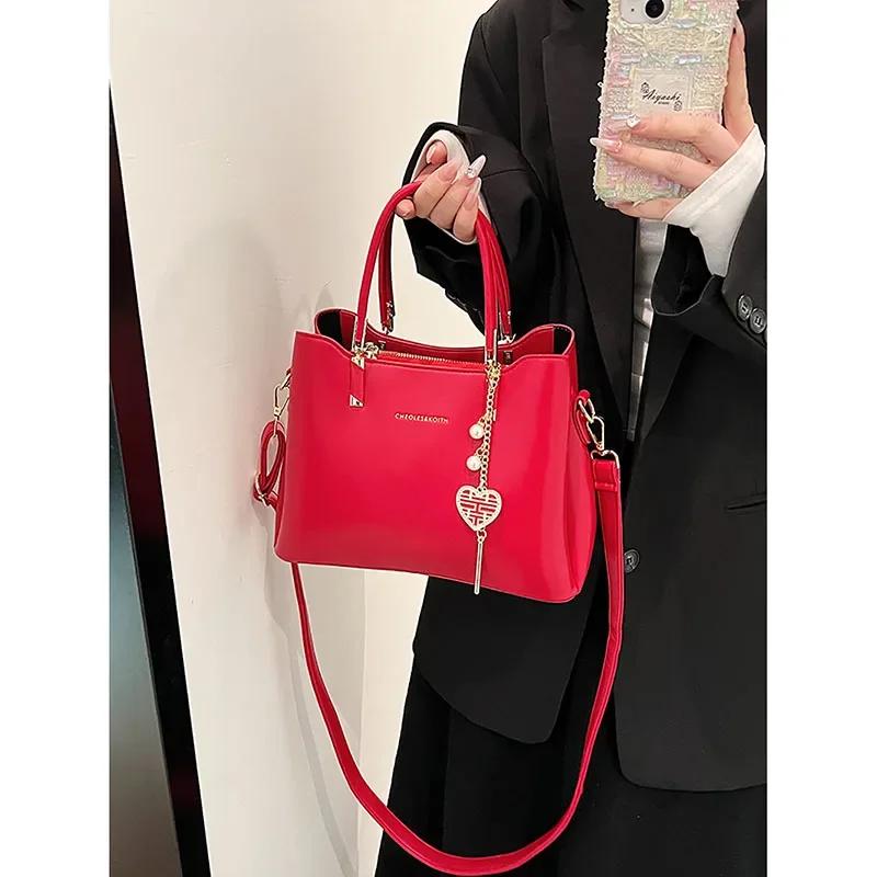 Geantă Pătrată de Nuntă pentru Mireasă pentru Femei Roșie Crossbody Geantă de Umăr Versiune Coreeană Modă de Lux Calitate Înaltă Nouă