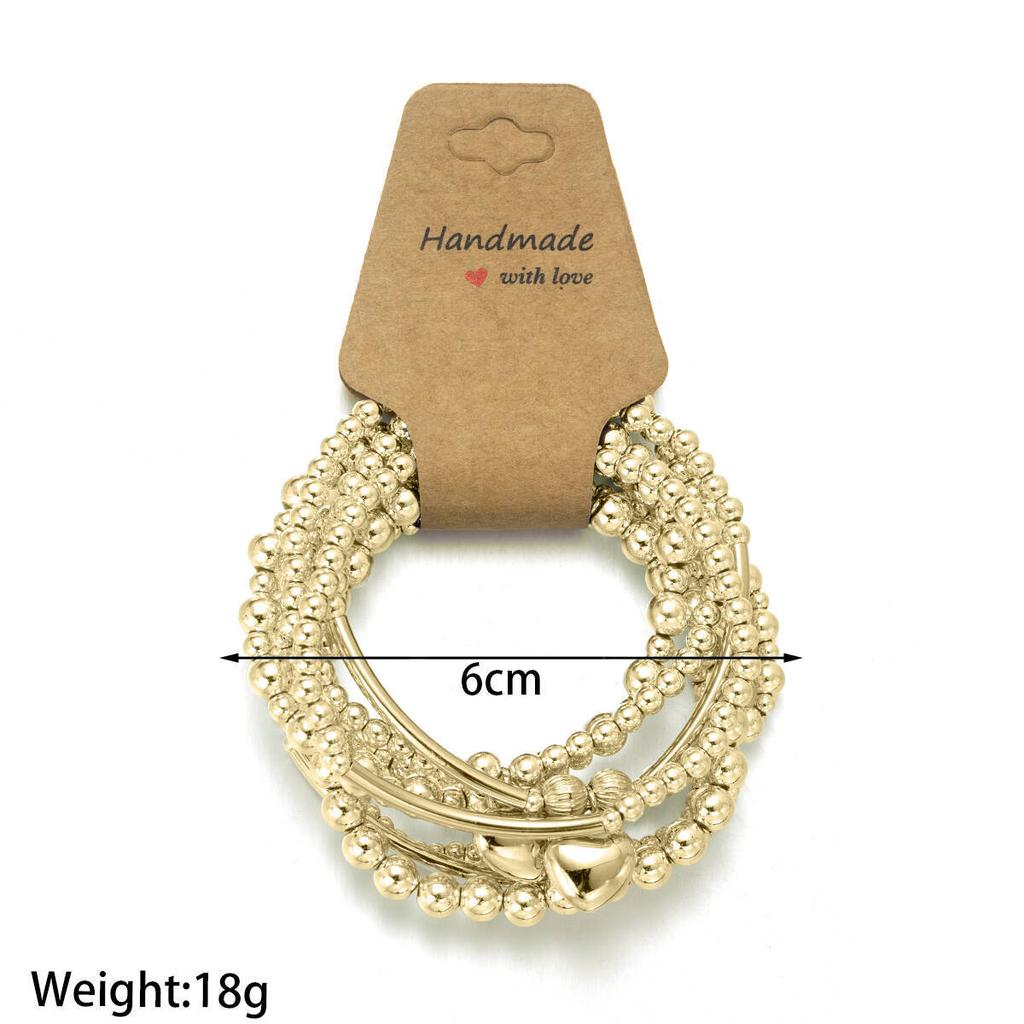 8Pcs/Set Sweet and Cool Wind Love Heart Pendant Bracelet Irregular Design Ccb Beaded Elastic Bracelet